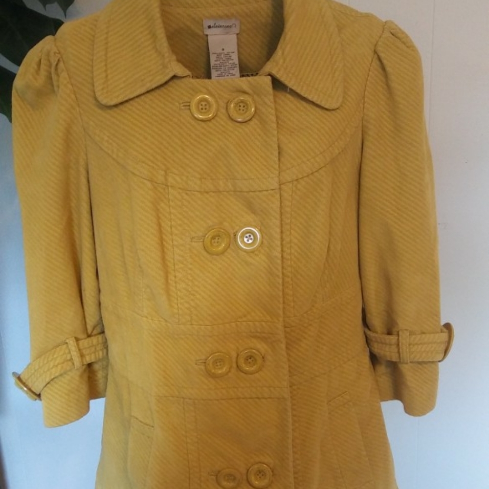 Elevenses Anthropology Mustard Pea Coat